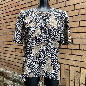 Vintage Escada abstract 100% Silk Blouse Size 36 Measurements